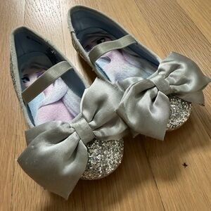 H&M Silver Glitter Bow Mary Jane Flats for Kids